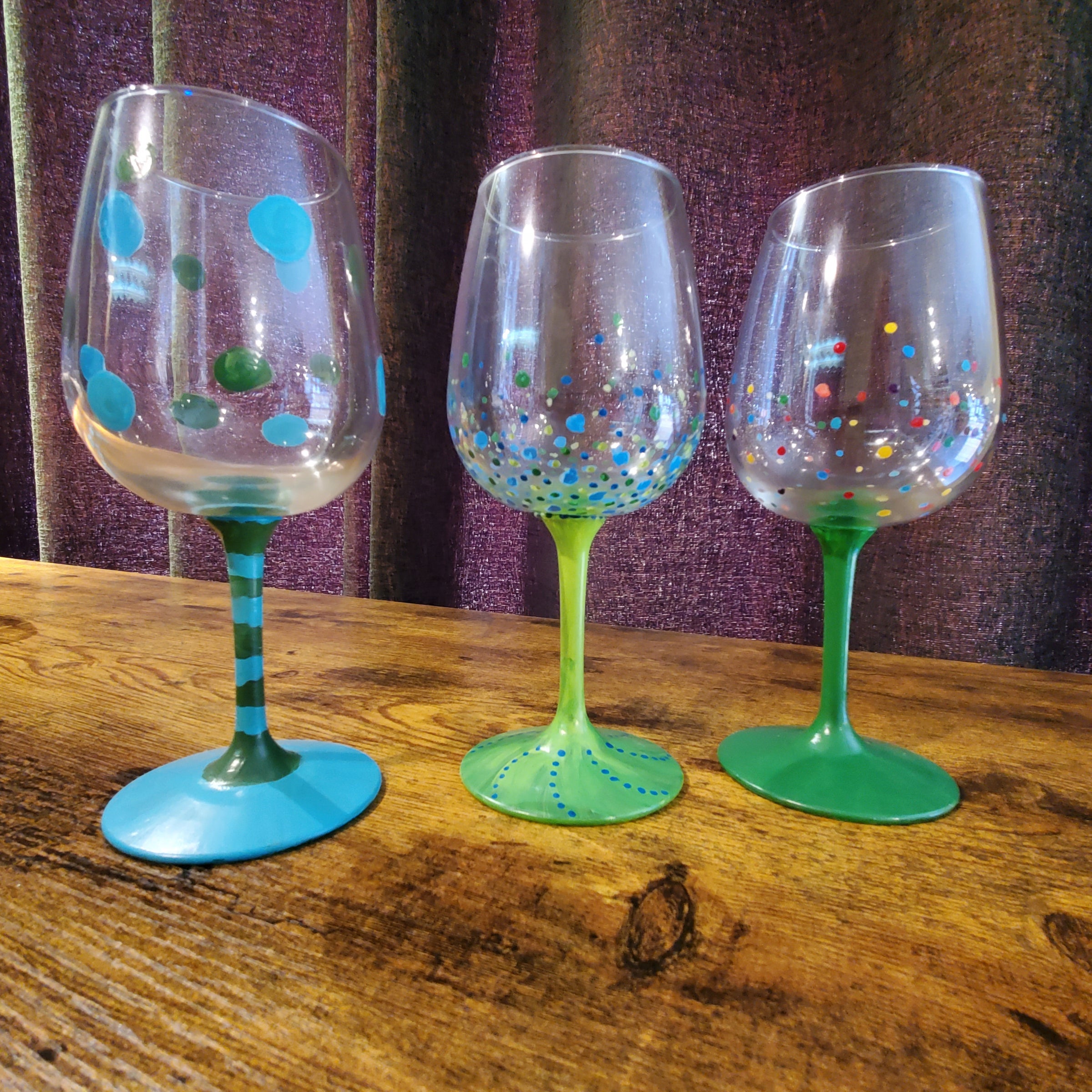 Moondog Graphics Hand-Painted Wine Glasses | Gallery of Food Online Store