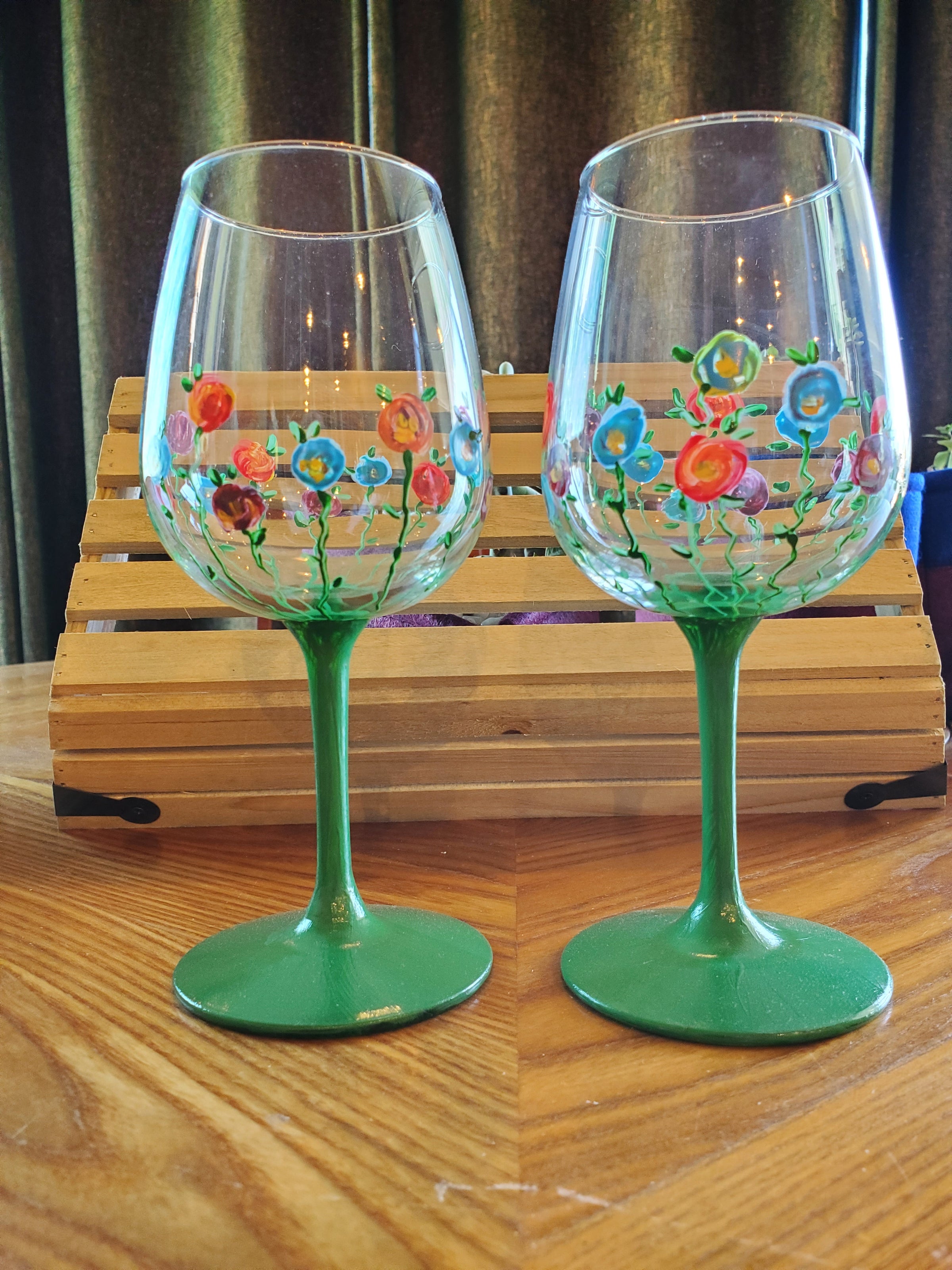 Moondog Graphics Hand-Painted Wine Glasses | Gallery of Food Online Store