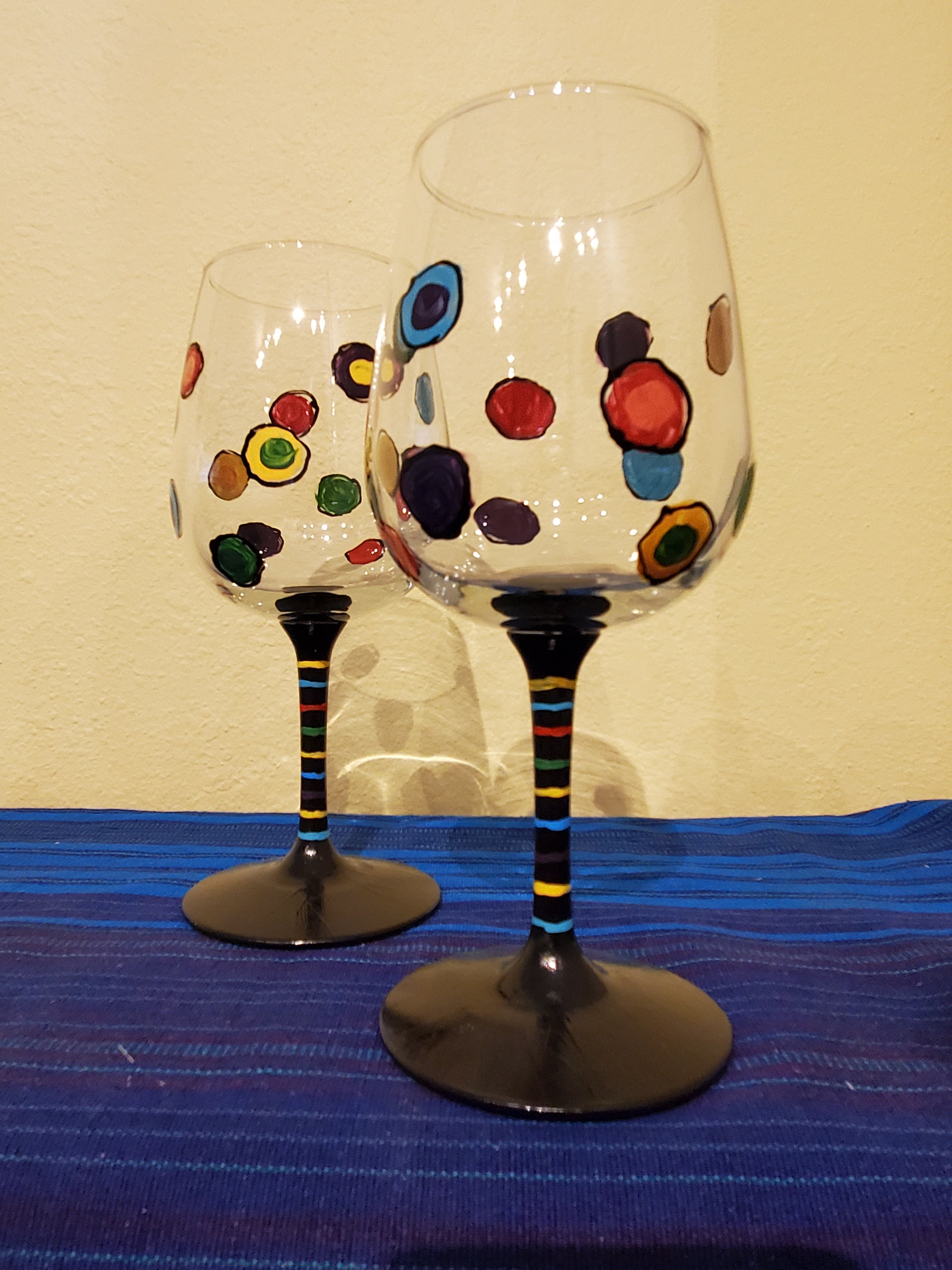 Moondog Graphics Hand-Painted Wine Glasses | Gallery of Food Online Store